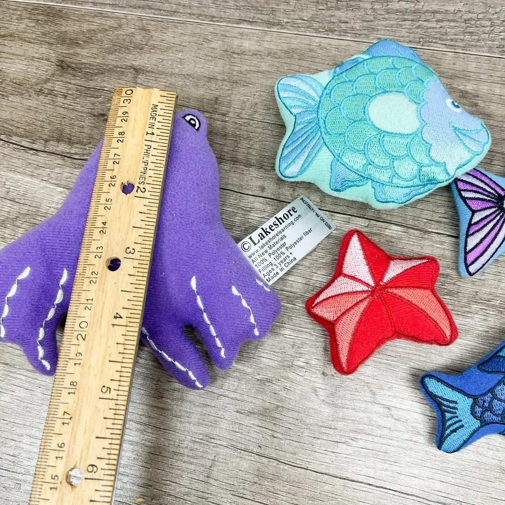 Lakeshore Learning Plush Sea Creature Set Octopus Starfish Fish 5pc Toy